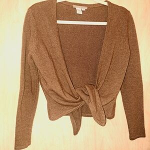 Elegant Brown Knotted Cardigan